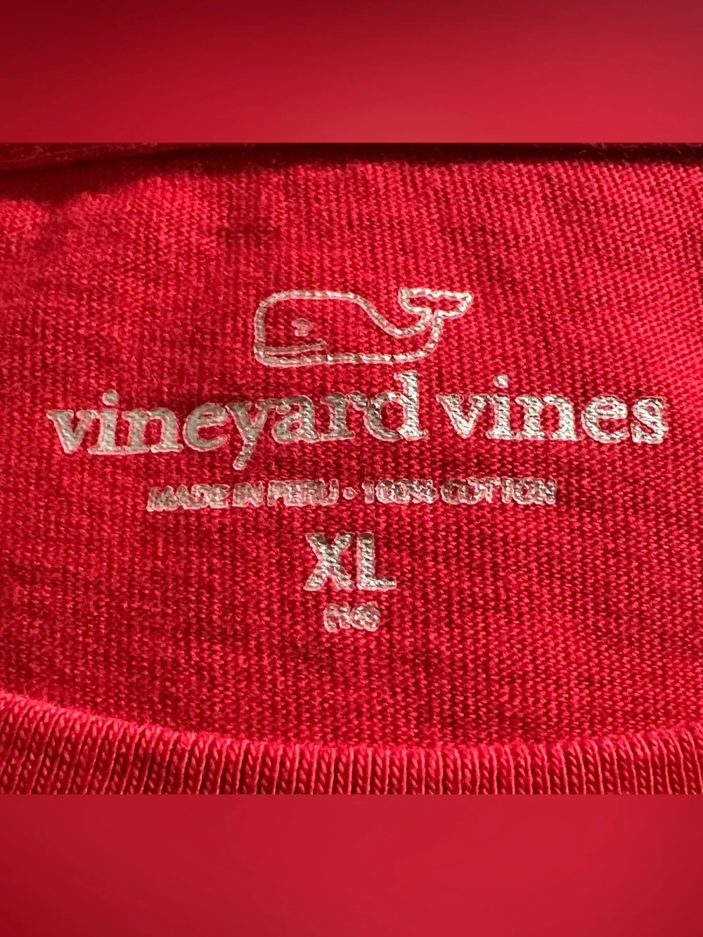 Vineyard Vines kids Vintage Whale Long-Sleeve Pocket Tee size XL Red